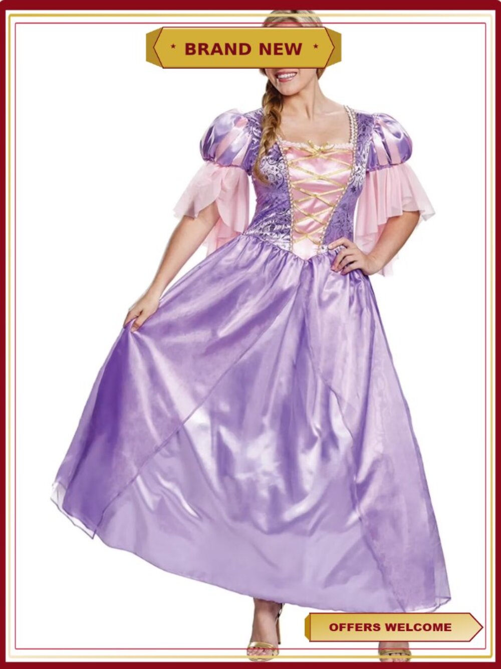 Women's Deluxe Rapunzel Costume Medium Halloween Princess Dress